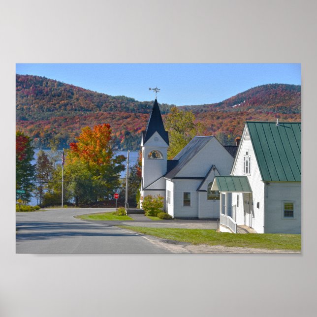 Póster Iglesia Westmore en el lago Willoughby (Frente)