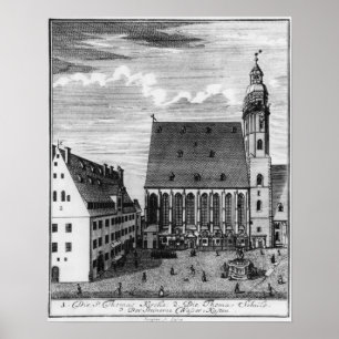 Póster Iglesia y escuela de Santo Tomás en Leipzig, 1723