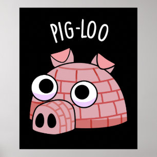 Póster Igloo divertido Pig-loo Chiste Fondo oscuro