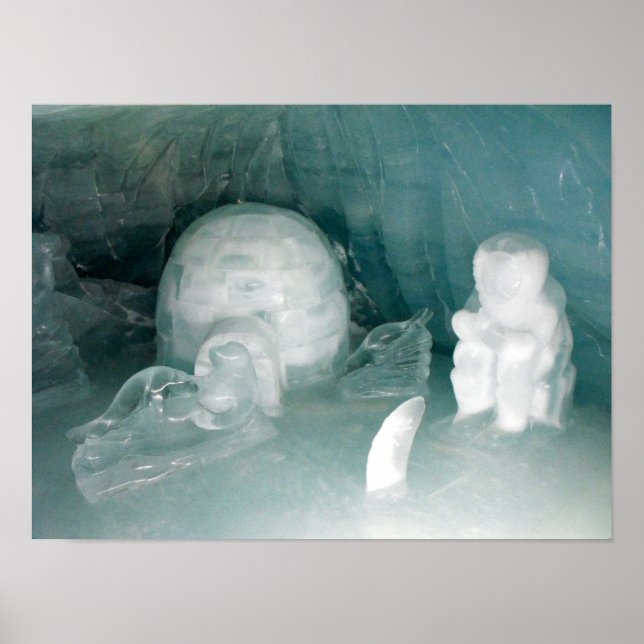 Póster Igloo y esquimal en hielo (Frente)