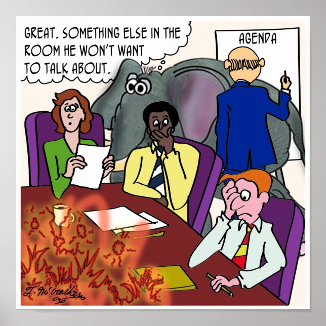 Póster Ignorando el elefante y el fuego en la conferencia (Frente)