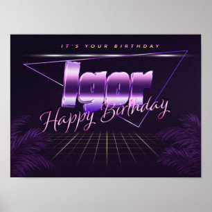 Póster Igor Name Vorname lila retro Poster Geburtstag