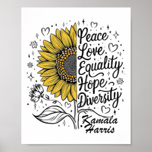 Póster Igualdad Amar la esperanza Diversidad Kamala Harri