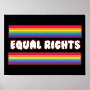 Póster IGUALDAD DE DERECHOS. Bandera arco iris de LGBT+or