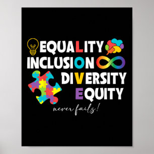 Póster Igualdad Inclusión Diversidad Equidad Amor Autismo