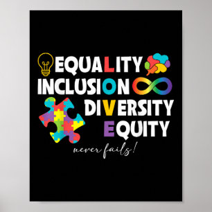 Póster Igualdad Inclusión Diversidad Equidad Amor Autismo