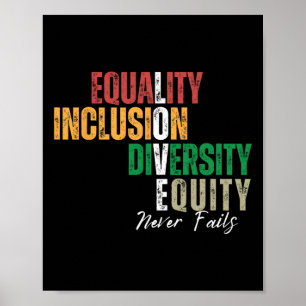 Póster Igualdad Inclusión Diversidad Equidad Amor Nunca F