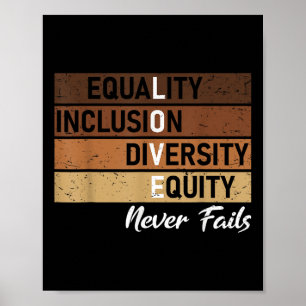 Póster Igualdad Inclusión Diversidad Equidad amor Nunca J