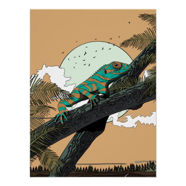 Póster Iguana en la selva (Anverso)