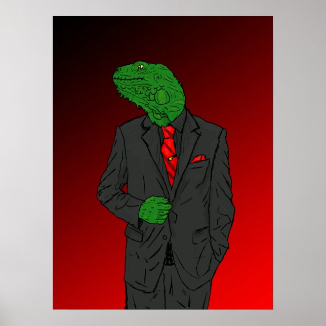 Póster Iguana en un traje de negocios (Frente)