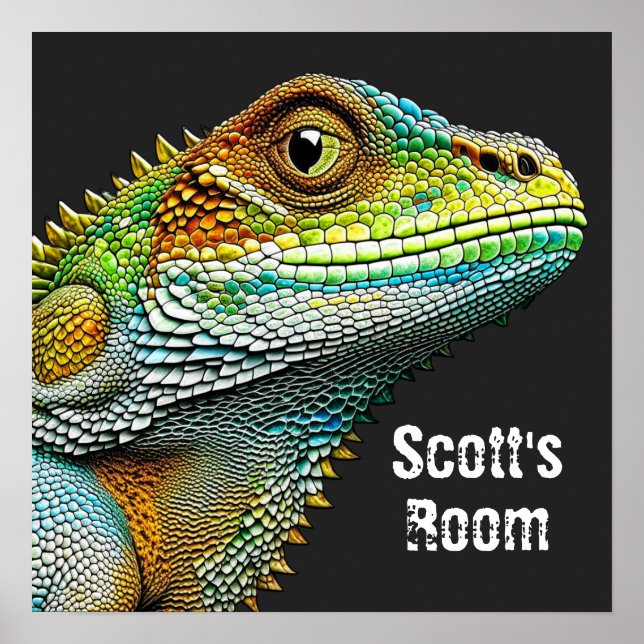 Póster Iguana lagartija realista personalizada (Frente)