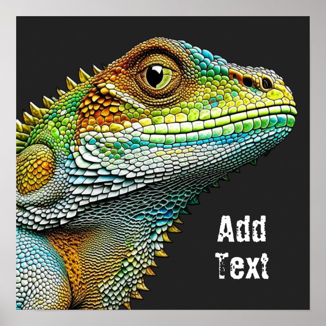 Póster Iguana lagartija realista personalizada (Frente)