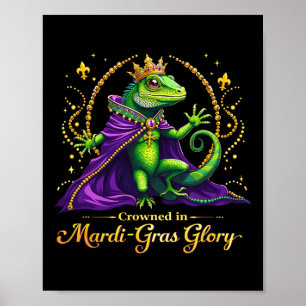 Póster Iguana Mardi Gras 2025 Vibrante Iguana Lover Mujer