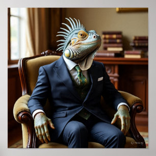 Póster Iguana profesional en un traje de negocios