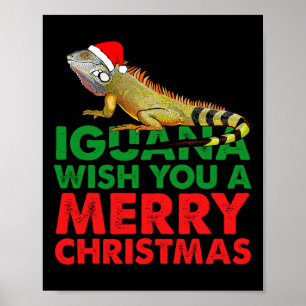 Póster Iguana te desea una feliz Navidad Iguana divertido