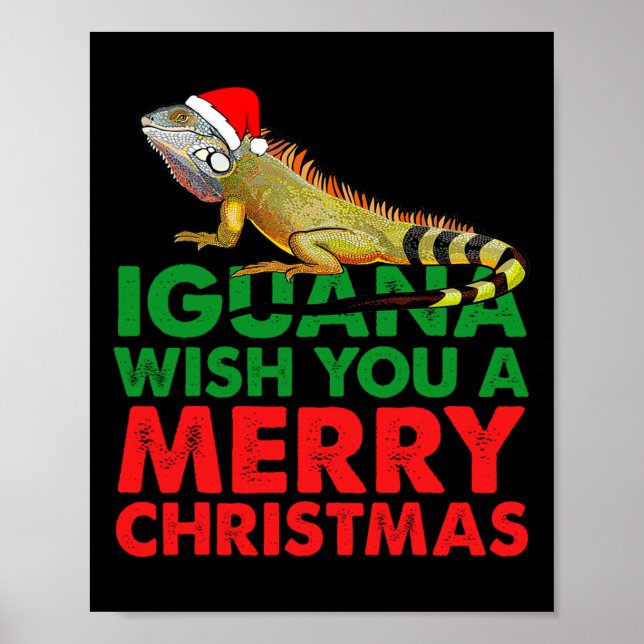 Póster Iguana Te Desearía Una Feliz Navidad Divertida Igu (Frente)