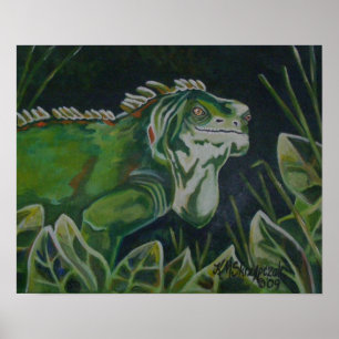 Póster Iguana verde