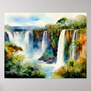 Póster Iguazu Falls Argentina Watercolor