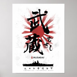 Póster IJN Musashi Battleship Calligraphy