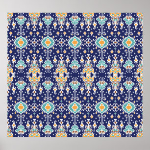 Póster Ikat Geometric: Ornamento Folklore Oriental.