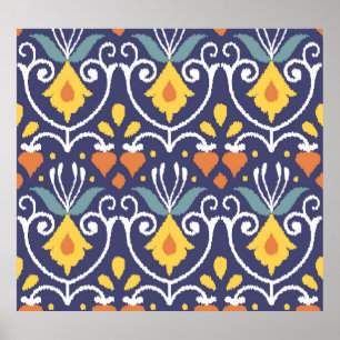 Póster Ikat Hecho a Mano: Tela Étnica Boho