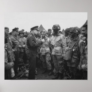 Póster Ike Hablando Con Airborne En El Día D