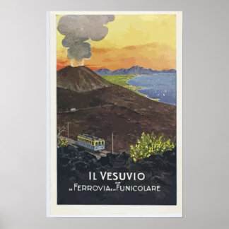 Póster Il Vesuvio Ferrovia Funicolare, Vintage