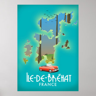 Póster Île-de-Bréhat, afiche de viajes de estilo vintage