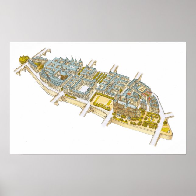 Póster Ile-de-la-Cite. París Francia (Frente)