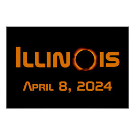 Póster Illinois 2024 Eclipse Solar Total