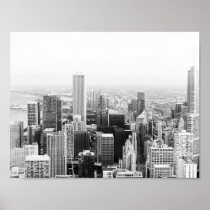 Póster Illinois blanco y negro de Chicago