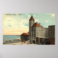 Illinois Central Depot Chicago Repro Vintage 1913