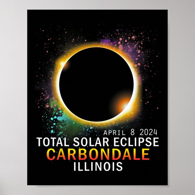 Póster Illinois Eclipse Solar Total Abril 8 2024 (Frente)