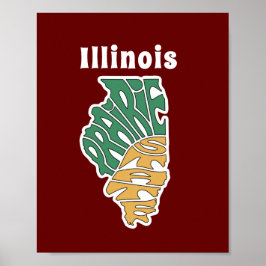 Póster Illinois Nickname Word Art