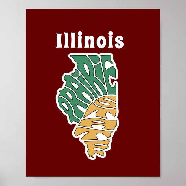 Póster Illinois Nickname Word Art (Frente)