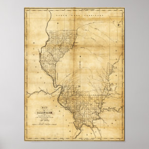 Póster Illinois Panoramic MapIllinois