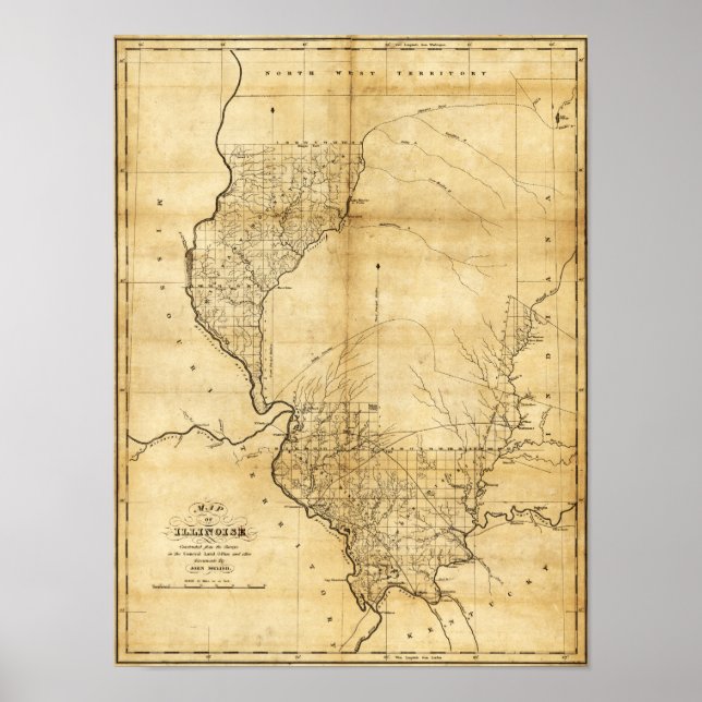 Póster Illinois Panoramic MapIllinois (Frente)