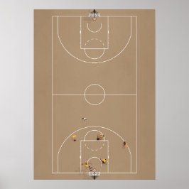 Póster Illustrated Basketball Court from above