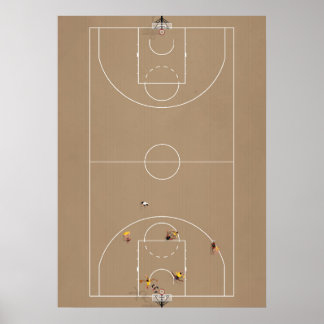 Póster Illustrated Basketball Court from above