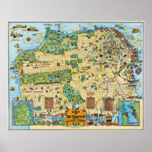 Póster Illustrated Map of San Francisco 1927