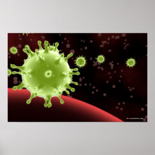 Póster Illustrated rendering of the SARS coronavirus