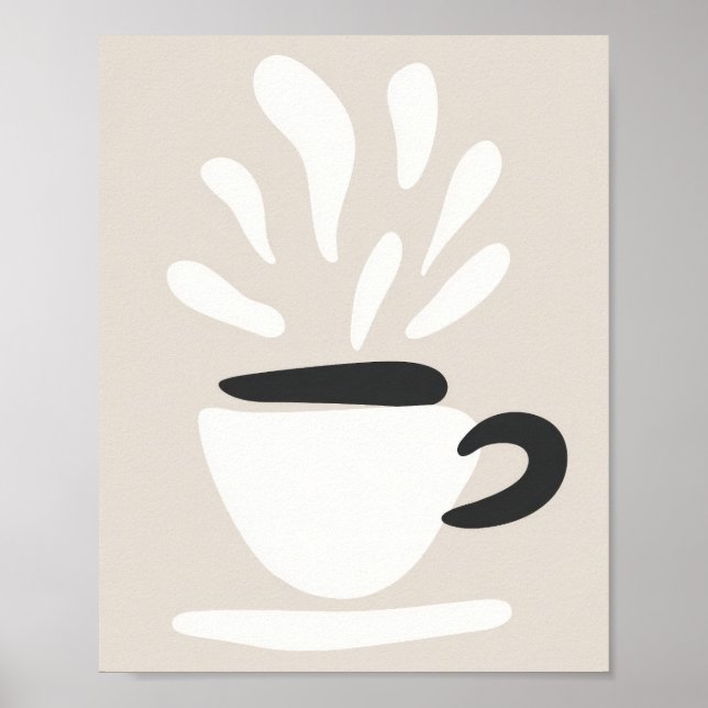 Póster Illustration Cup of Steaming Coffee Boho Style (Frente)