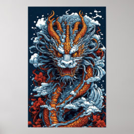 Póster Illustration Japanischer Drachen