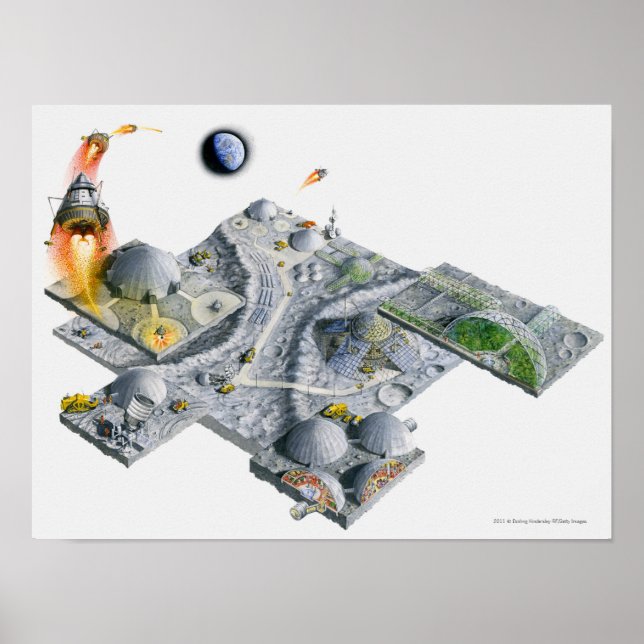 Póster Illustration of a futuristic base on the Moon (Frente)