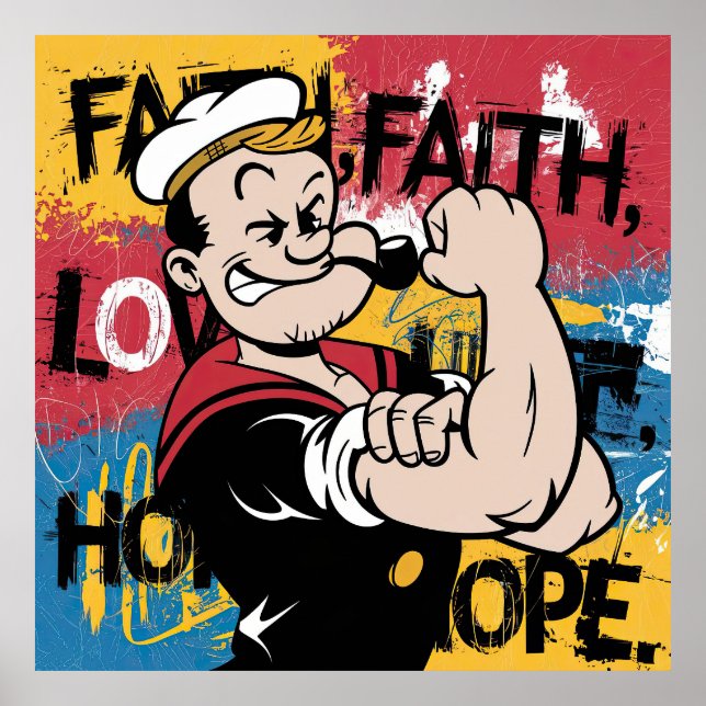 Póster illustration of a pop art cartoon sailor character (Frente)