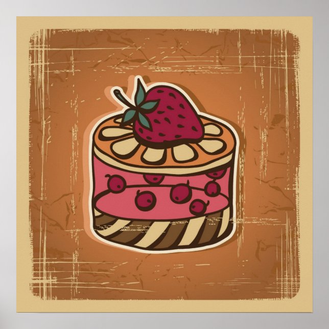 Póster Illustration of cake in retro style (Frente)