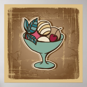 Póster Illustration of Ice Cream in retro style
