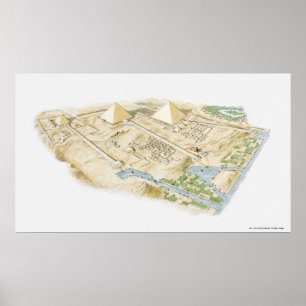 Póster Illustration of Pyramids of Giza
