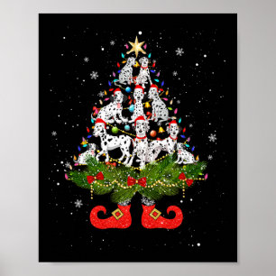 Póster Iluminación de árbol de navidad lindo amante de pe