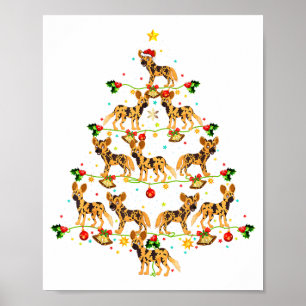 Póster Iluminación de Navidad Santa Perro Salvaje African
